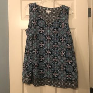 J. Jill Multi colored double layer V-necked tank